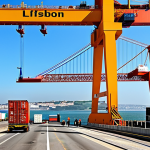 Busy Port of Lisbon**

"A bustling scene at the Port of Lisbon, containers being loaded onto cargo ships, cranes in operation. In the background, the iconic Ponte 25 de Abril bridge. Warm, sunny weather. Safe for work, appropriate content, fully clothed workers, professional environment, perfect anatomy, natural proportions, high quality."

**