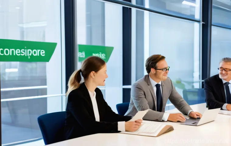 수출입 계약의 필수 항목 - **Prompt:** "A dynamic and modern office environment where business professionals (men and women, al... 수출입 계약의 필수 항목 - **Prompt:** "A dynamic and modern office environment where business professionals (men and women, al...