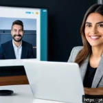 무역 실무자가 활용할 수 있는 유용한 웹사이트 - A professional Brazilian businesswoman in a modern office setting, actively engaging on LinkedIn on ...
