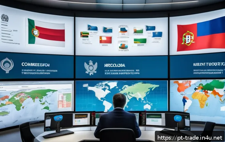 국제무역사 시험 기출문제 분석 - A detailed illustration of an international trade office environment showing a diverse group of prof...
