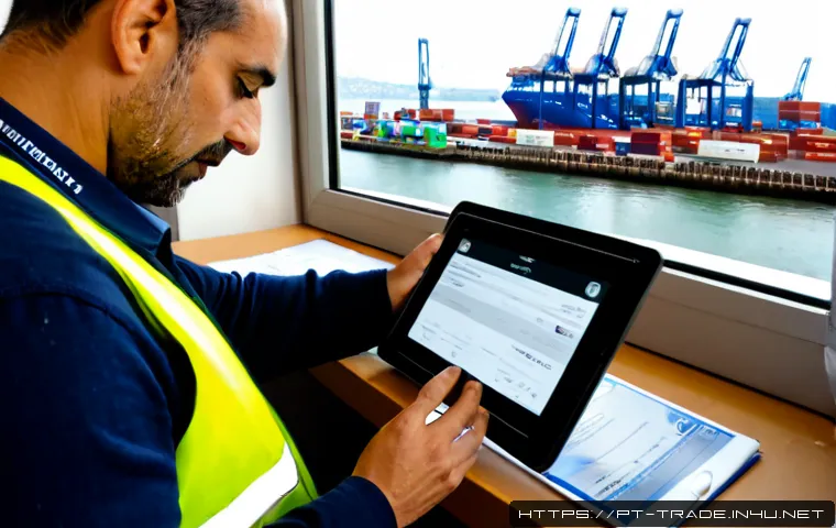 무역 실무에서의 사고 처리 사례 - Photorealistic international trade incident handling scene in a Portuguese-speaking coastal logistic...